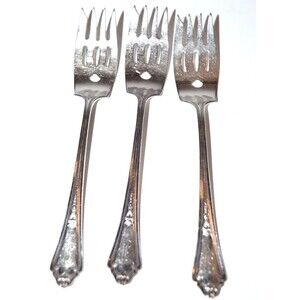 Gorham SHELBURNE Silverplate GM Co Salad Dessert Forks Monogram‎ E 3pc